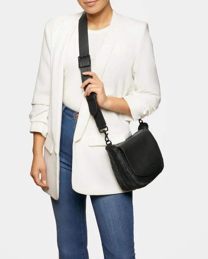 Aimee Kestenberg Crossbody Bags Women All For Love Saddle Crossbody Black With Shiny Black