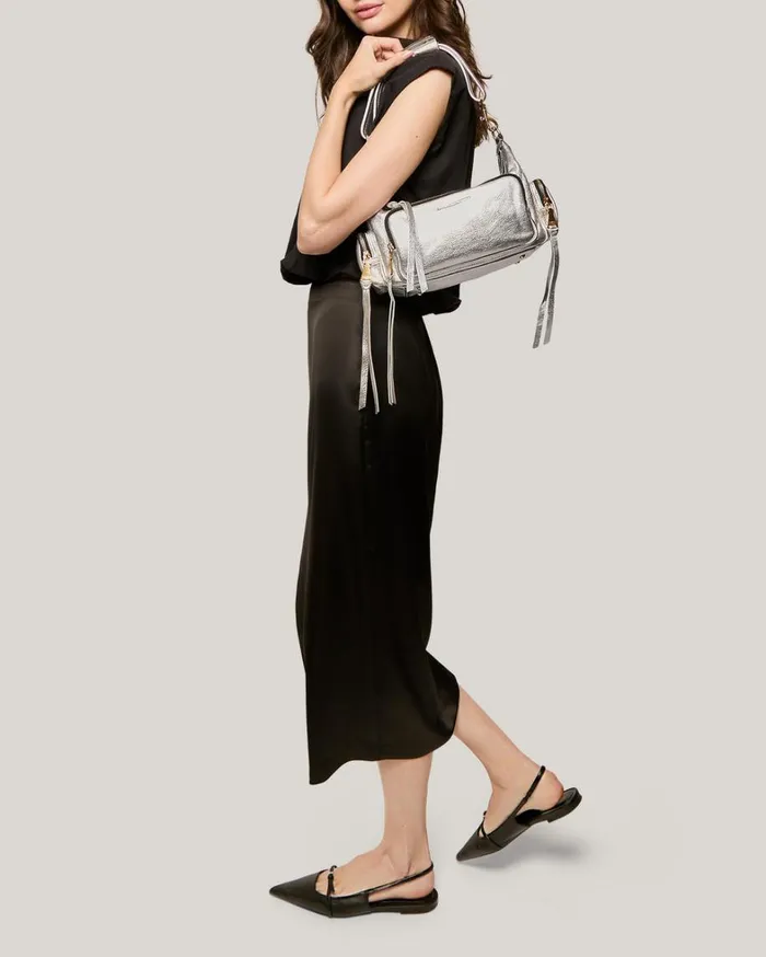 Aimee Kestenberg Shoulder Bags Women Away We Go Convertible Shoulder Silver Pebble Metallic