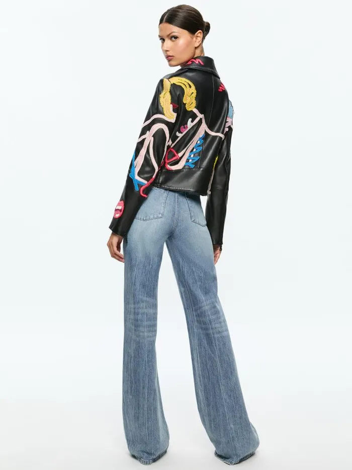 Alice Olivia AO X TOM WESSELMANN CODY LEATHER MOTO JACKET Natural Beauty Women Jackets Coats