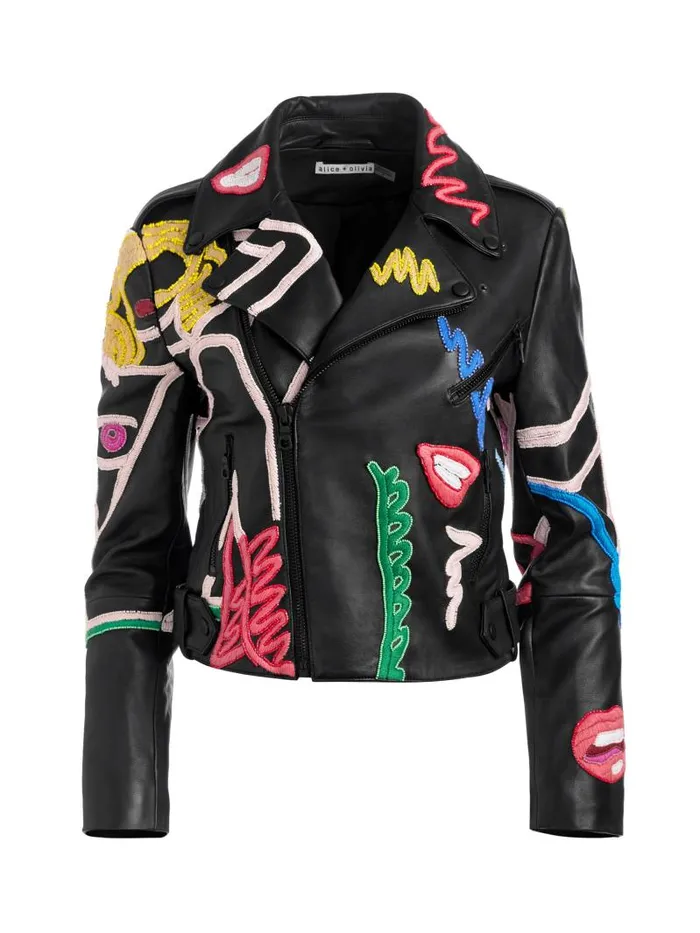 Alice Olivia AO X TOM WESSELMANN CODY LEATHER MOTO JACKET Natural Beauty Women Jackets Coats