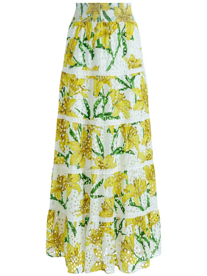 Alice Olivia AISHA TIERED MAXI SKIRT Stargazer Multi Lg Women Skirts