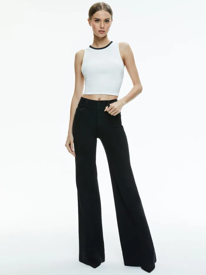 Alice Olivia ANDRE FITTED CROPPED TANK Off Whiteblack Women Tops