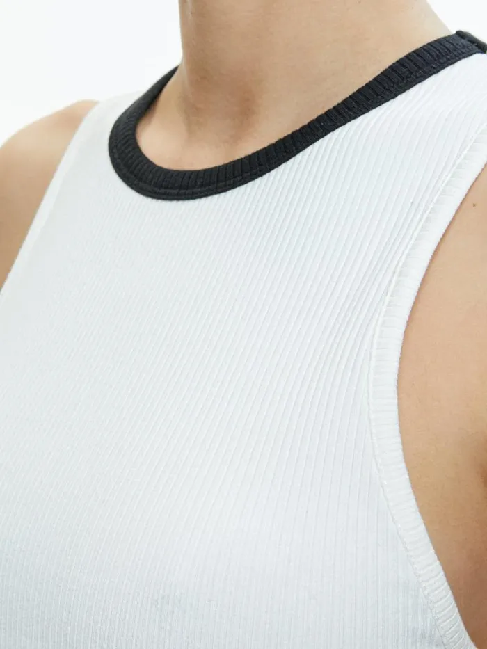 Alice Olivia ANDRE FITTED CROPPED TANK Off Whiteblack Women Tops