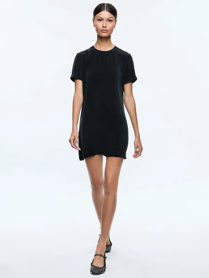 Alice Olivia BRADEN TEE SHIRT DRESS Black Women Dresses