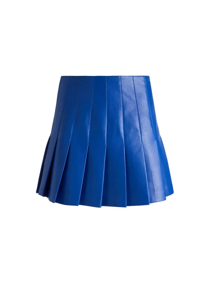 Alice Olivia CARTER PLEATED VEGAN LEATHER MINI SKIRT Royal Women Skirts