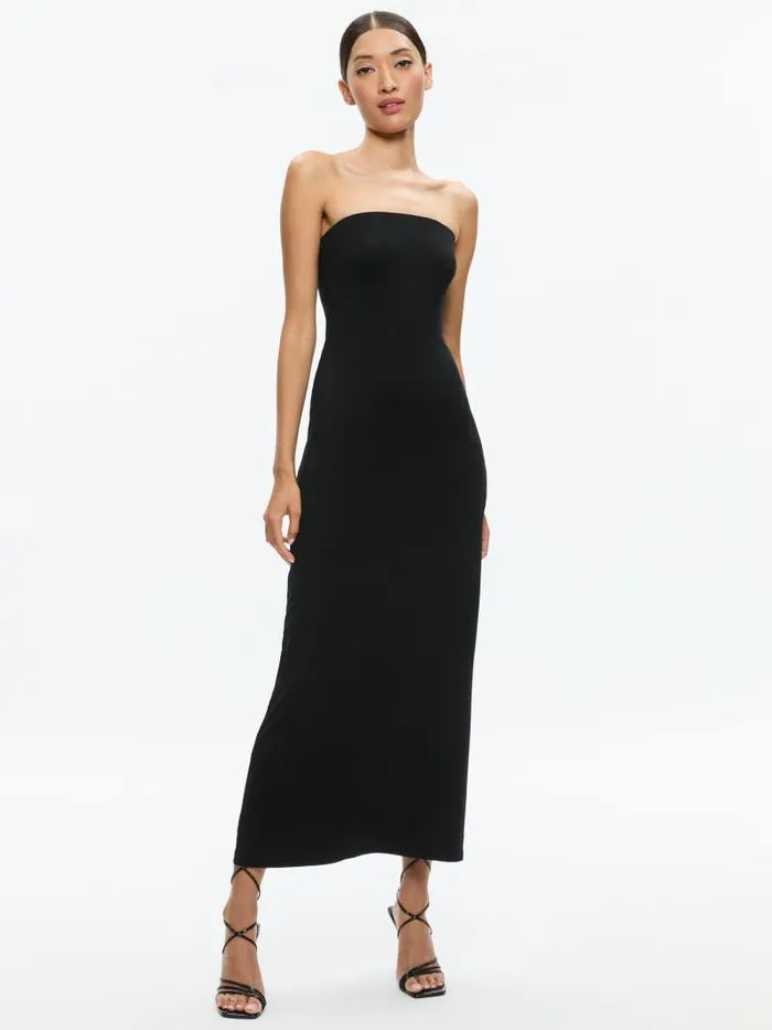 Alice Olivia DELORA STRAPLESS MAXI DRESS Black Women Dresses