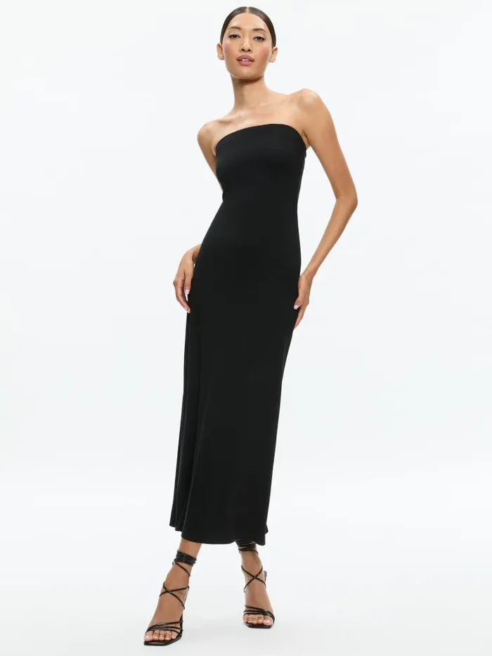 Alice Olivia DELORA STRAPLESS MAXI DRESS Black Women Dresses
