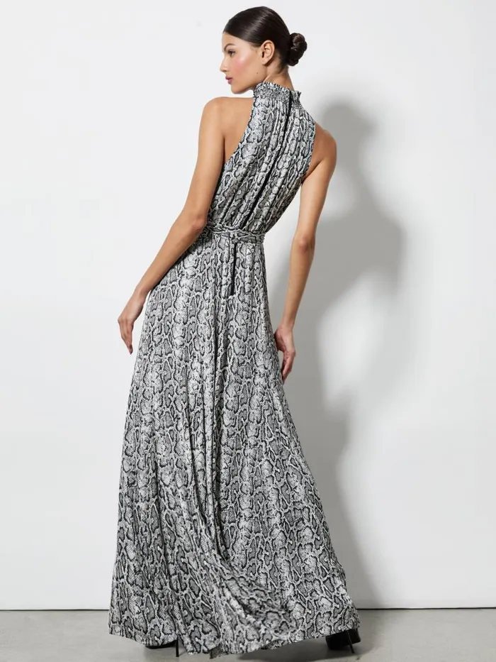 Alice Olivia DITA SMOCKED NECK GODET MAXI DRESS Floral Dreams Women Dresses