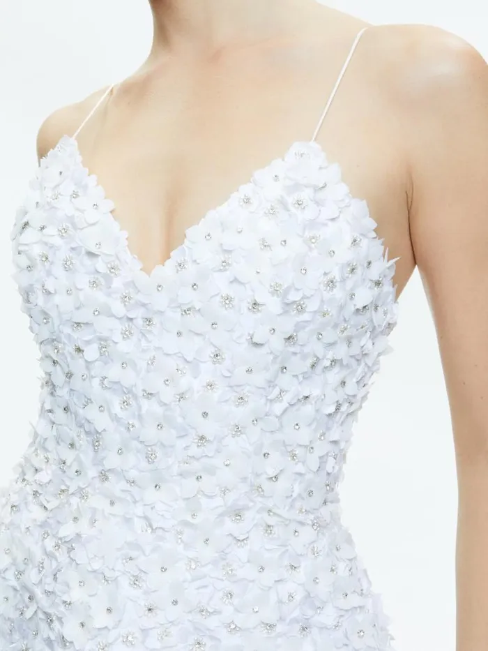 Alice Olivia DOMENICA EMBELLISHED MINI GOWN Off White Women Dresses
