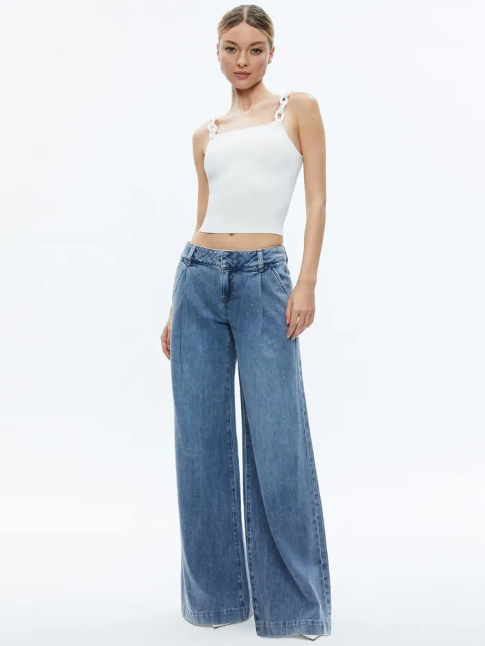 Alice Olivia GRETEL LOOPED STRAP TANK Soft White Women Tops