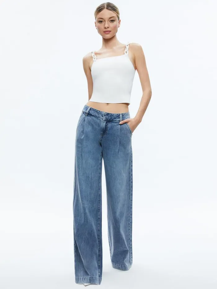 Alice Olivia GRETEL LOOPED STRAP TANK Soft White Women Tops
