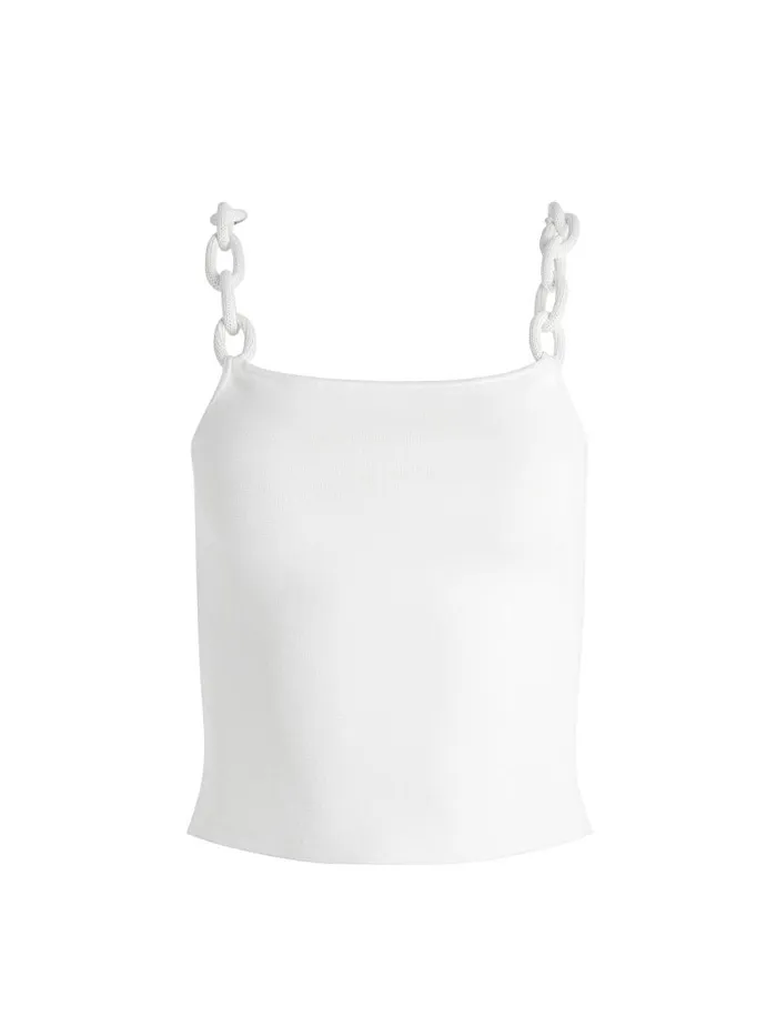 Alice Olivia GRETEL LOOPED STRAP TANK Soft White Women Tops