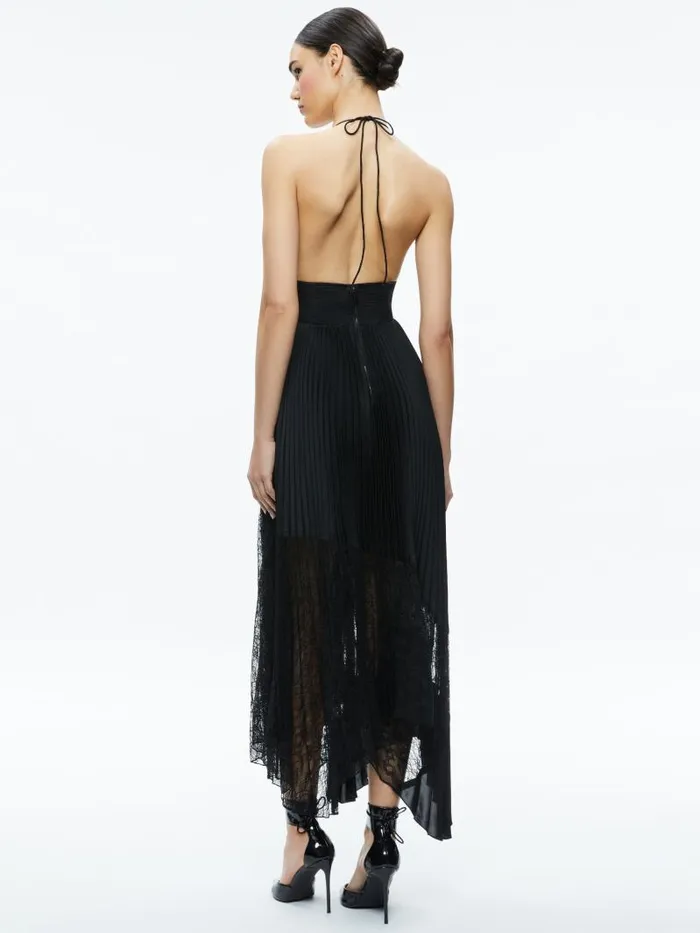 Alice Olivia HANNAH HALTER MAXI DRESS Black Women Dresses