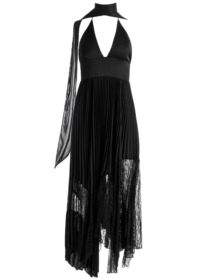 Alice Olivia HANNAH HALTER MAXI DRESS Black Women Dresses