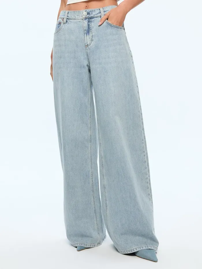 Alice Olivia HARPER MID RISE SUPER BAGGY JEAN Rockstar Blue Women Pants