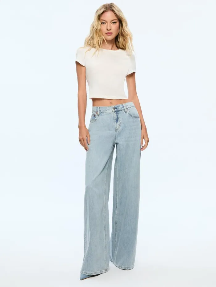 Alice Olivia HARPER MID RISE SUPER BAGGY JEAN Rockstar Blue Women Pants