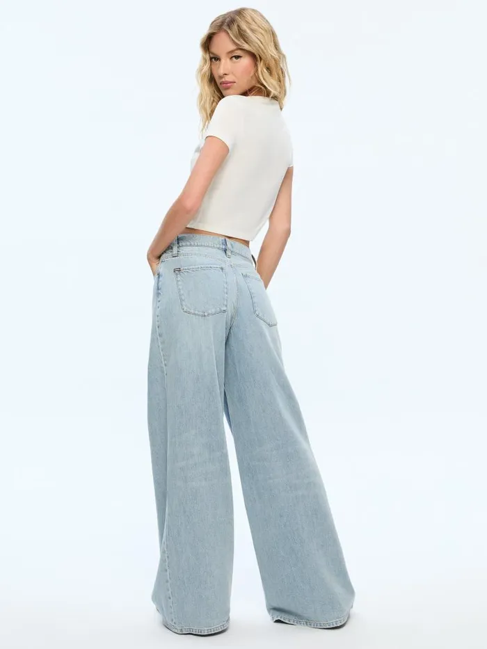 Alice Olivia HARPER MID RISE SUPER BAGGY JEAN Rockstar Blue Women Pants