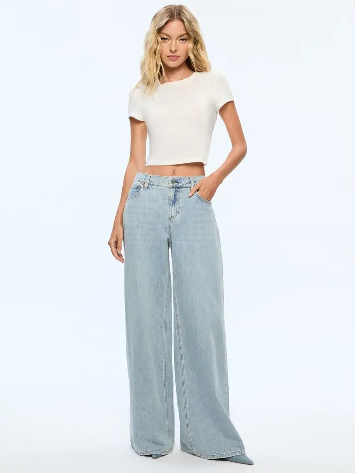 Alice Olivia HARPER MID RISE SUPER BAGGY JEAN Rockstar Blue Women Pants