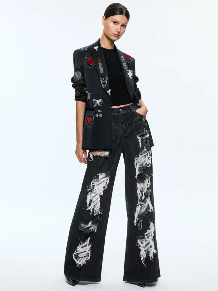 Alice Olivia IVAN EMBELLISHED BLAZER Blacksilver Women Jackets Coats
