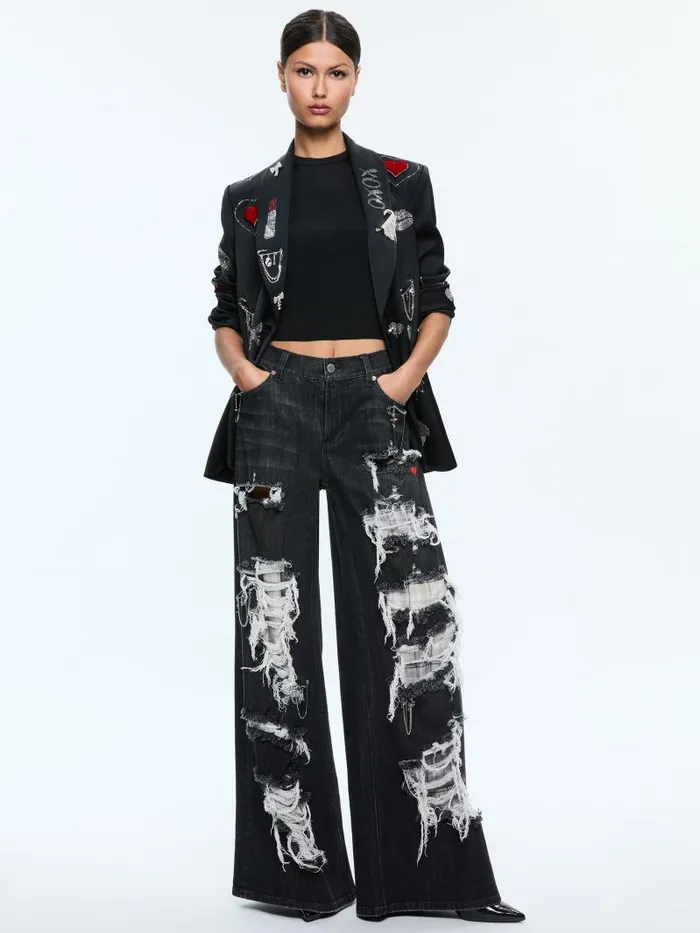 Alice Olivia IVAN EMBELLISHED BLAZER Blacksilver Women Jackets Coats