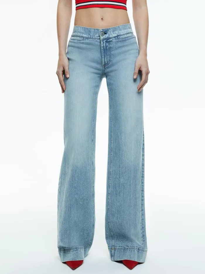 Alice Olivia KAYLA WIDE LEG COIN POCKET JEAN Rockstar Blue Women Jeans