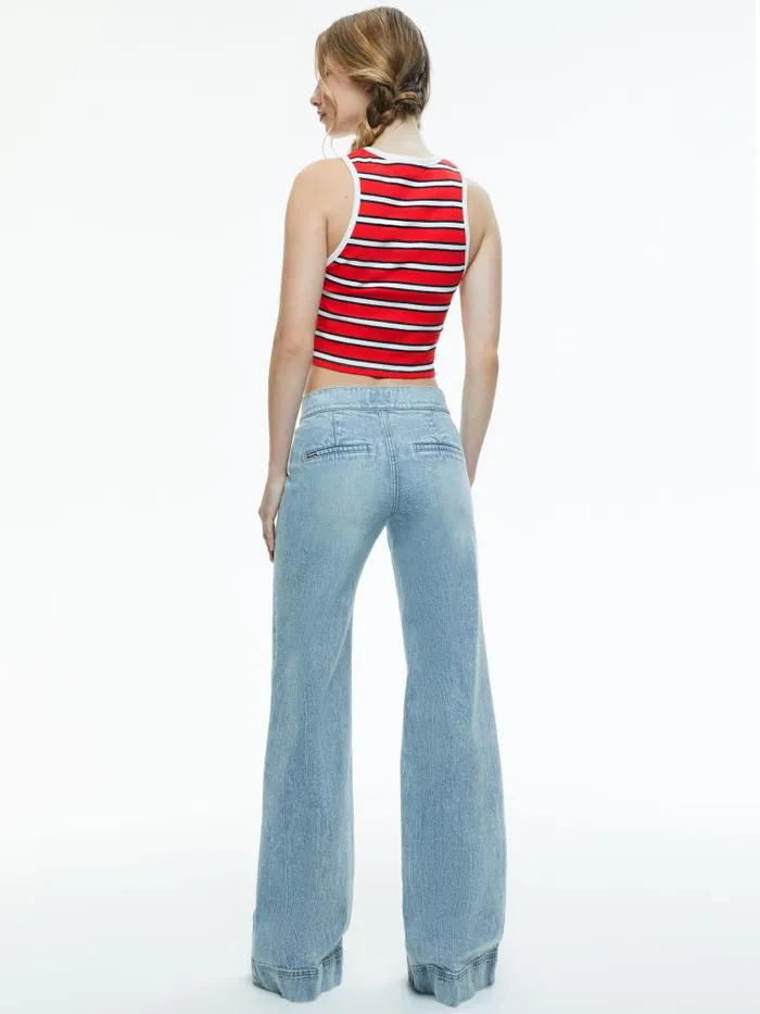 Alice Olivia KAYLA WIDE LEG COIN POCKET JEAN Rockstar Blue Women Jeans