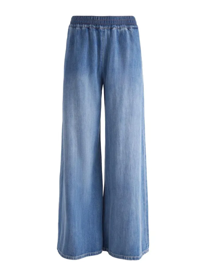 Alice Olivia KENLEY DENIM PALAZZO PANT Brooklyn Blue Women Jeans