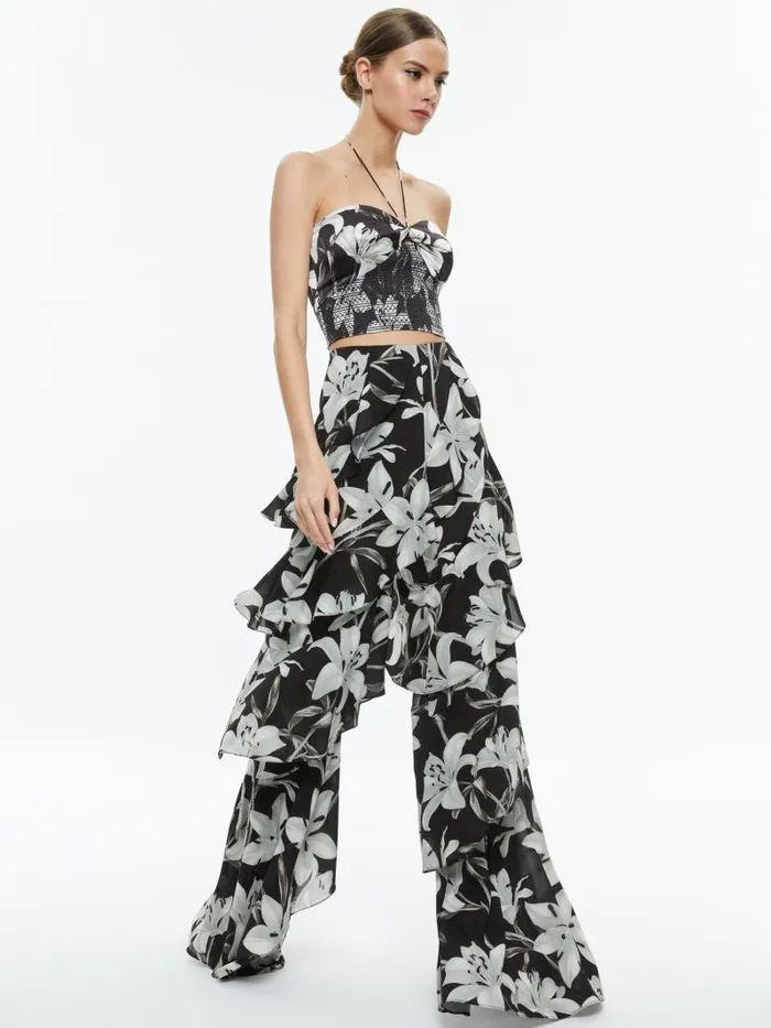 Alice Olivia LIVIA HALTER CROPPED TOP Stargazer Black Lg Women Tops