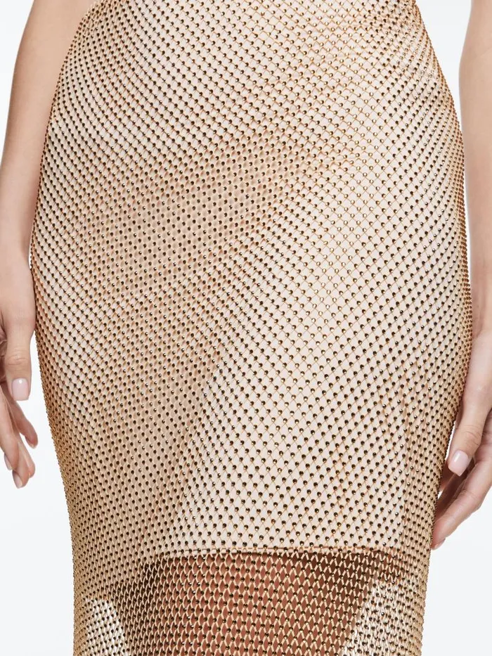 Alice Olivia MAEVE EMBELLISHED MIDI SLIP SKIRT Almondgold Women Skirts