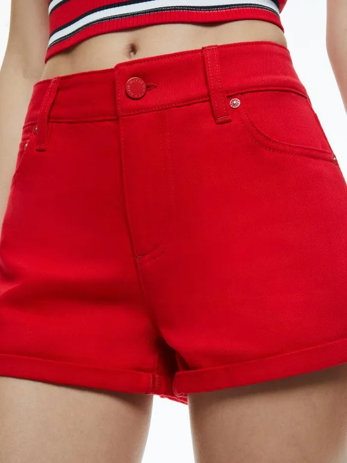 Alice Olivia MAGGIE MID RISE VINTAGE SHORTS Bright Ruby Women Shorts