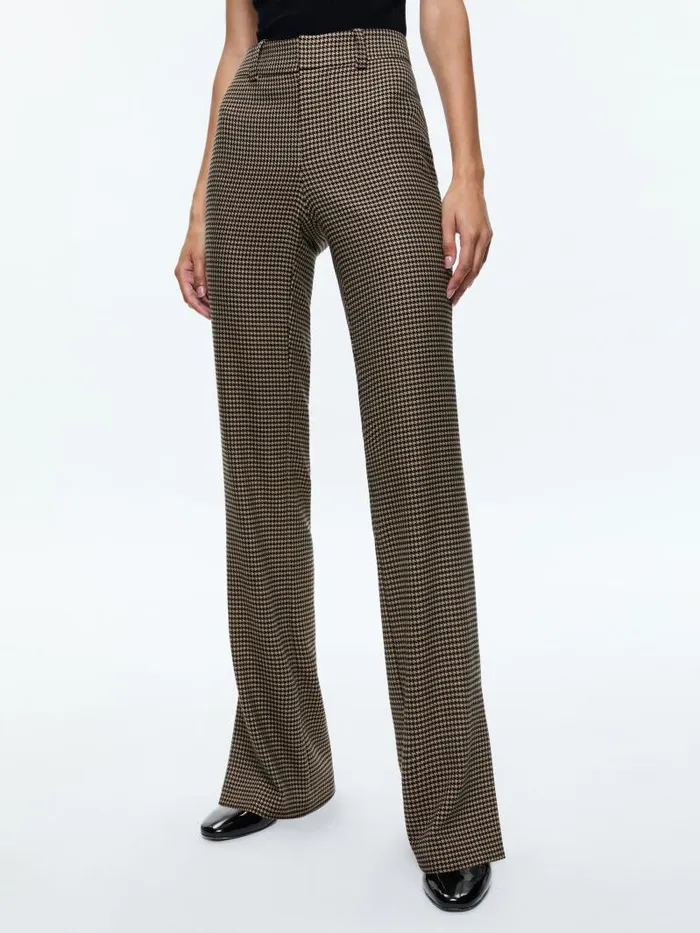 Alice Olivia NEW OLIVIA LOW RISE SLIM FLARE TROUSER Camelblack Women Pants