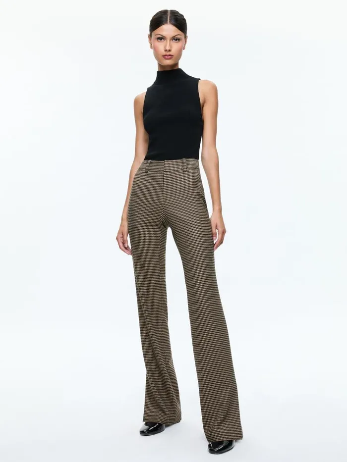 Alice Olivia NEW OLIVIA LOW RISE SLIM FLARE TROUSER Camelblack Women Pants