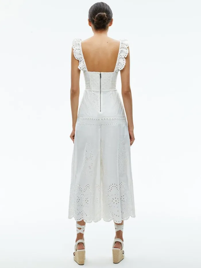 Alice Olivia ROSINA TIE FRONT CUTOUT JUMPSUIT Off White Women Jumpsuits Rompers