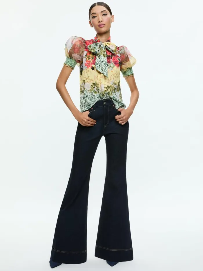 Alice Olivia SB HIGH RISE BELL JEAN Dark Rinse Women Jeans