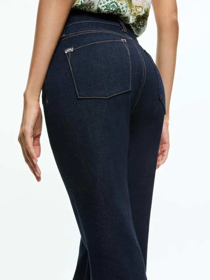 Alice Olivia SB HIGH RISE BELL JEAN Dark Rinse Women Jeans