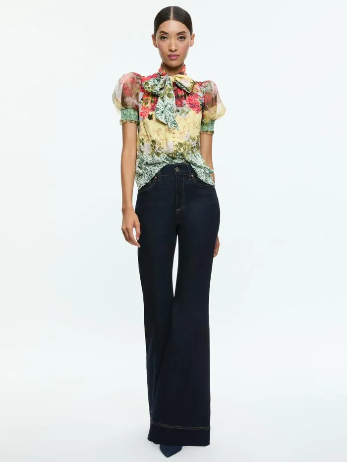 Alice Olivia SB HIGH RISE BELL JEAN Dark Rinse Women Jeans