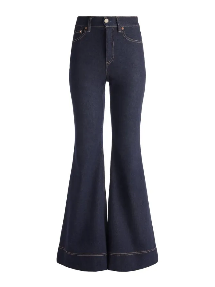 Alice Olivia SB HIGH RISE BELL JEAN Dark Rinse Women Jeans