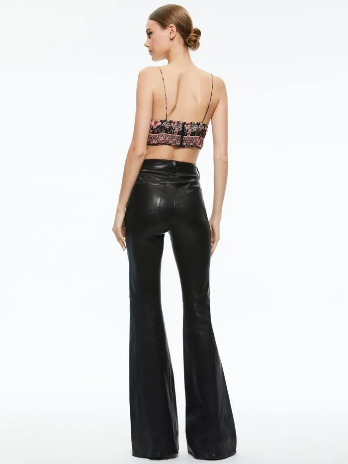 Alice Olivia TAY TWIST FRONT BRALETTE Canopy Tile Black Women Tops