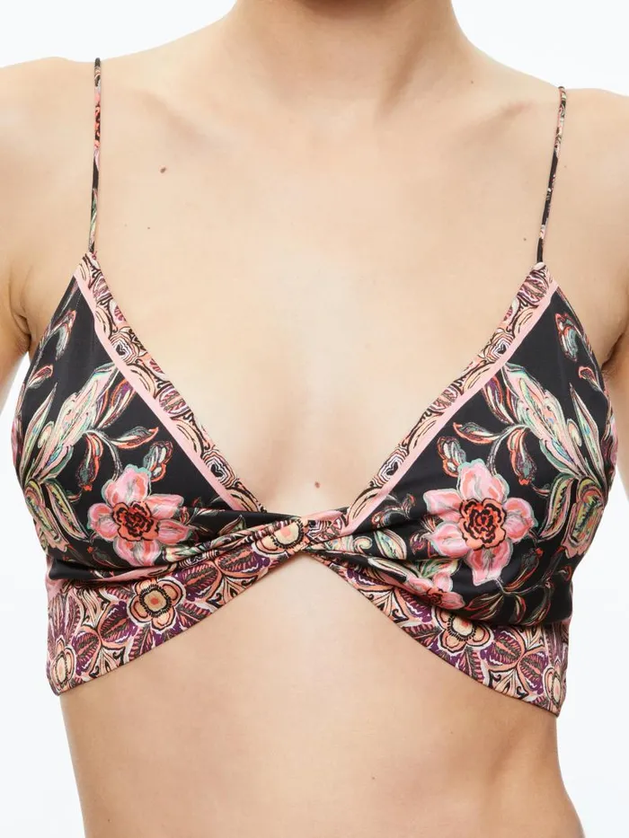 Alice Olivia TAY TWIST FRONT BRALETTE Canopy Tile Black Women Tops