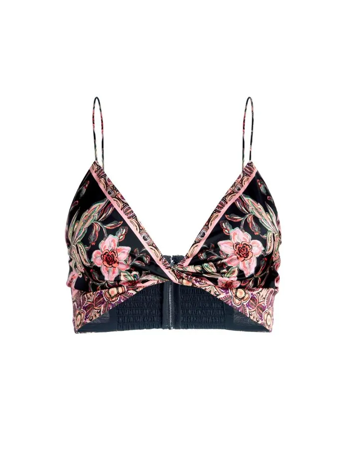 Alice Olivia TAY TWIST FRONT BRALETTE Canopy Tile Black Women Tops