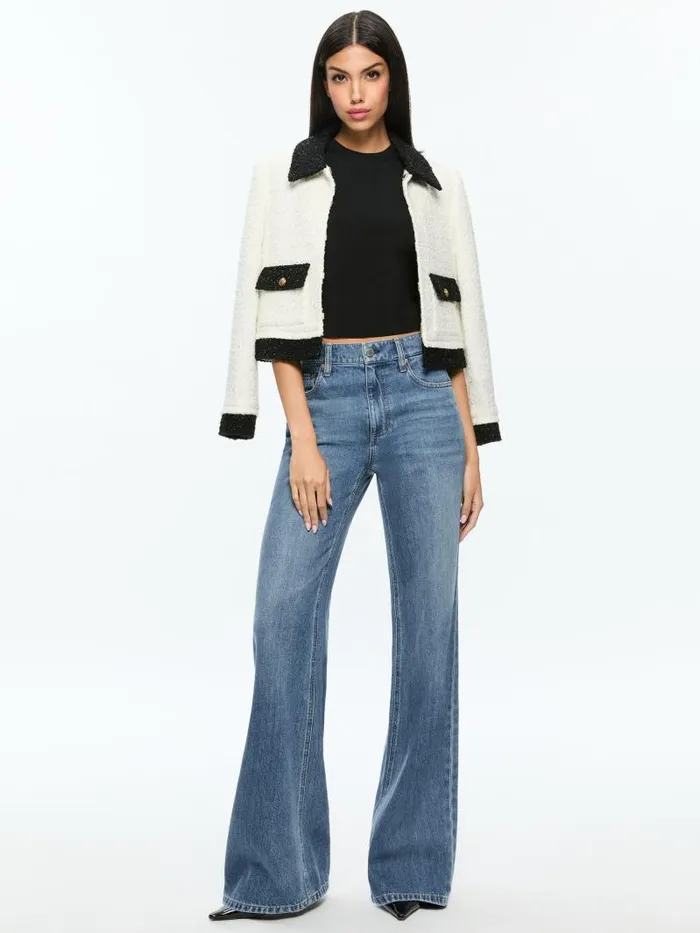 Alice Olivia TOPHER BOXY JACKET Off Whiteblack Women Suits