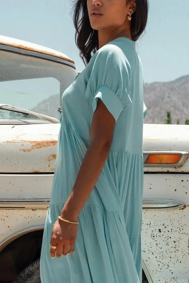 Amanda Tiered Dress In Bright Blue Bright Blue Women Bohme Dresses