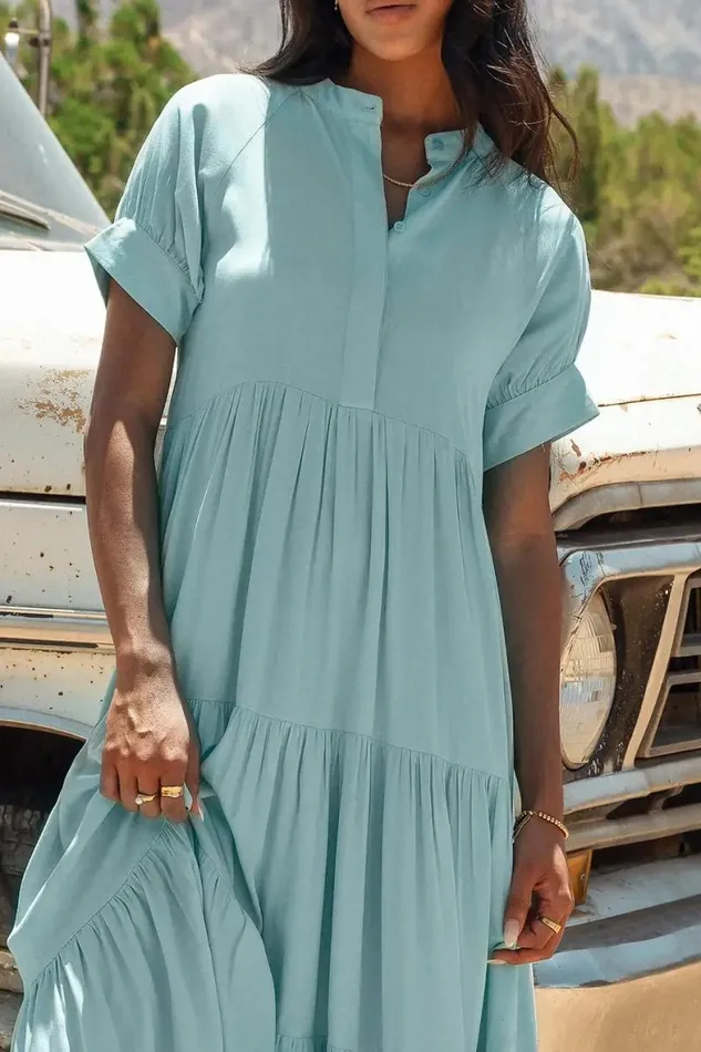 Amanda Tiered Dress In Bright Blue Bright Blue Women Bohme Dresses