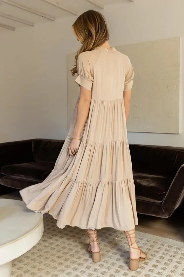 Amanda Tiered Dress In Tan Tan Women Bohme Dresses