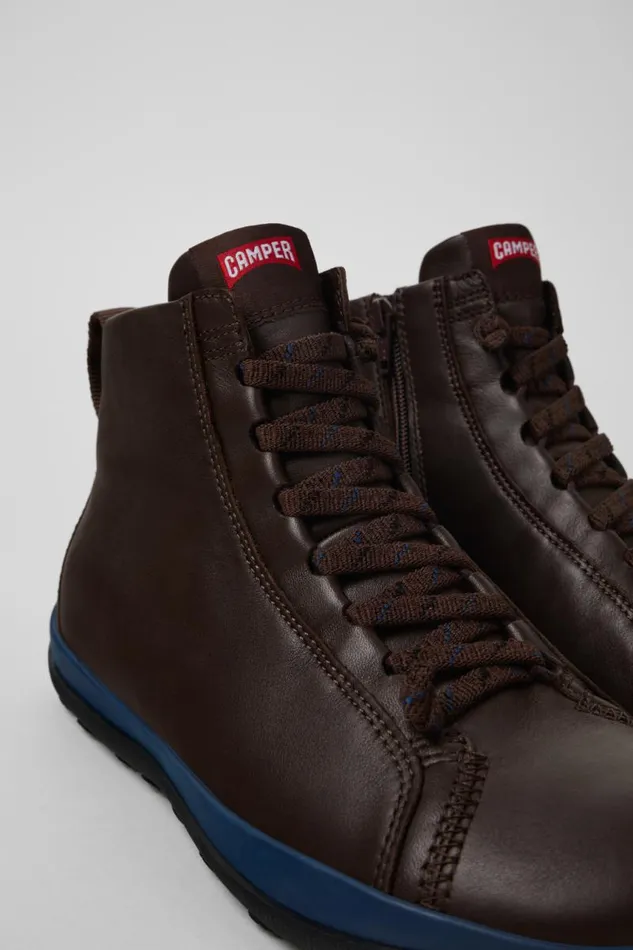 Ankle Boots Men Camper Peu Pista GORETEX Brown Leather Ankle Boots