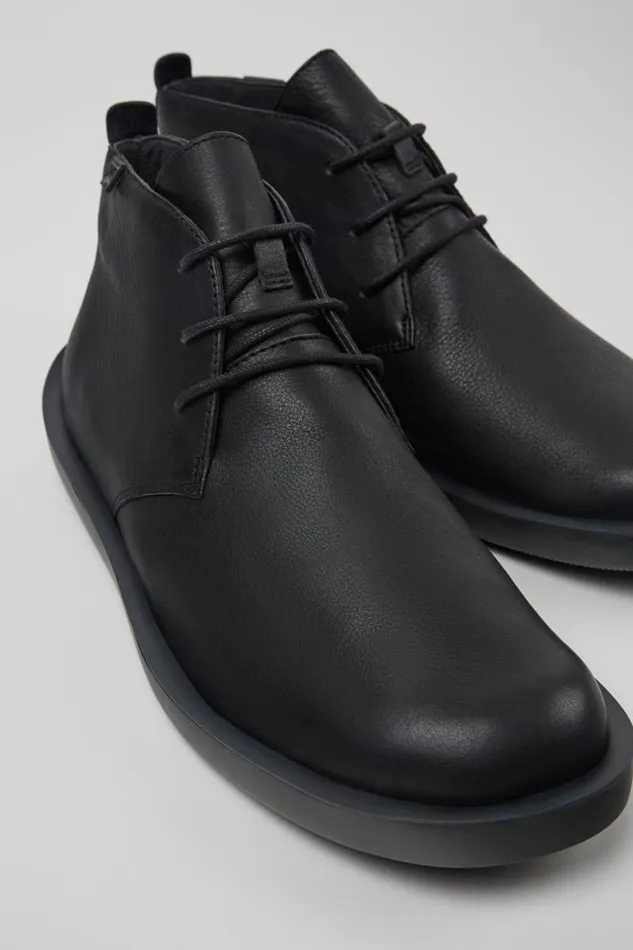 Ankle Boots Men Camper Wagon Black Leather Ankle Boots