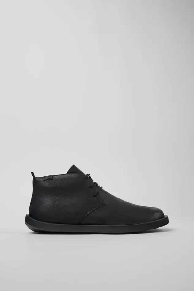 Ankle Boots Men Camper Wagon Black Leather Ankle Boots