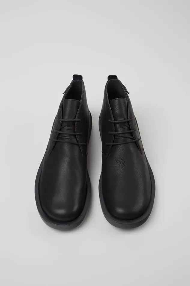 Ankle Boots Men Camper Wagon Black Leather Ankle Boots
