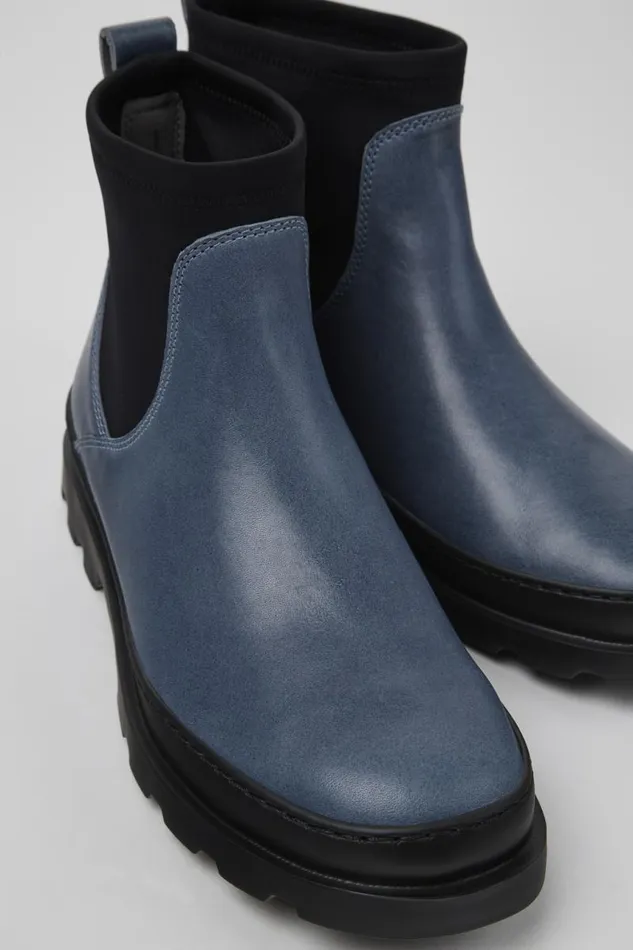 Ankle Boots Women Camper Brutus Gray Leather And Textile Ankle Boots
