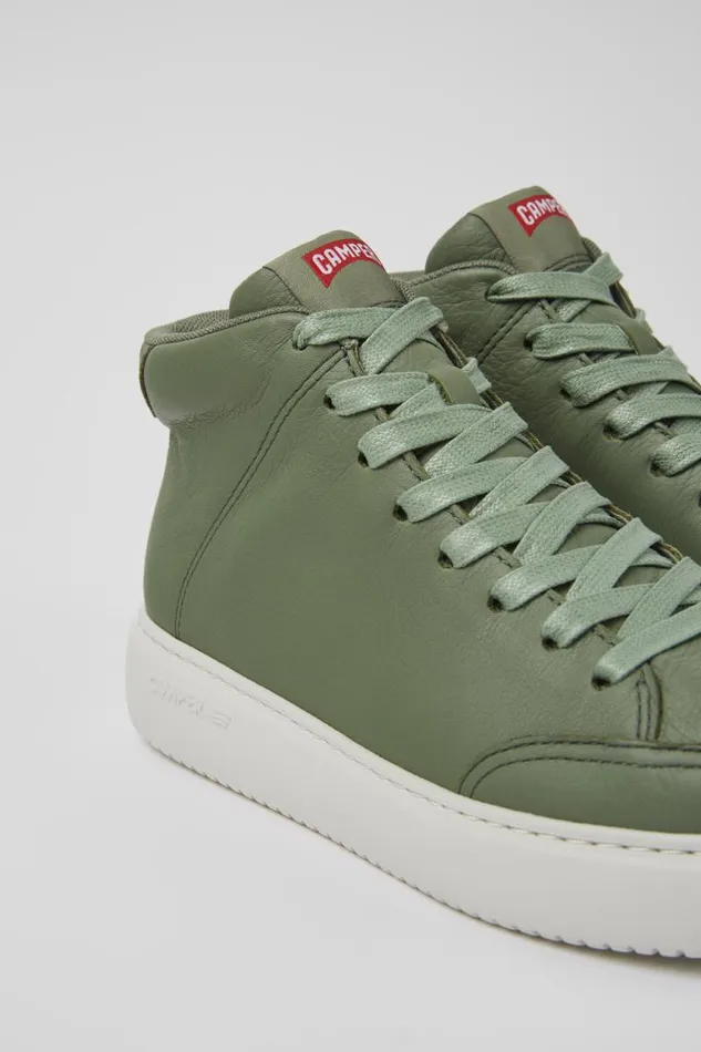 Ankle Boots Women Camper Runner K21 Green Leather Sneakers